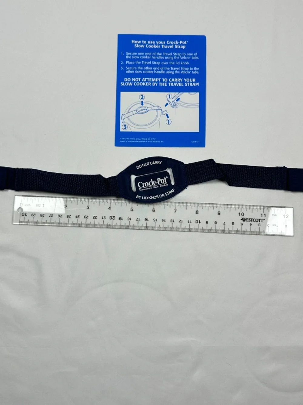 Crockpot Slow Cooker Travel Strap Blue with Instruction Sheet Hook and Loop